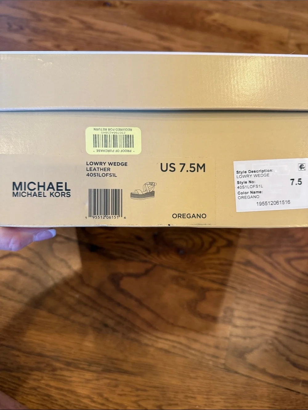 New, Unworn Michael Kors Lowry Wedge sandals in an oregano green color
